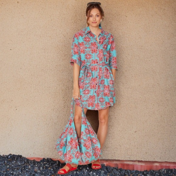 ModaPosa CARLOTTA BELTED SHIRT DRESS SIZE SMALL - Picture 1 of 7